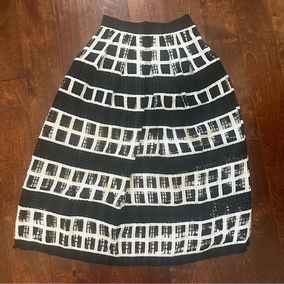 Alexis Albina Windowpane-Check Mesh-Knit Midi Skirt Black/White Women's Size S - Picture 4 of 11